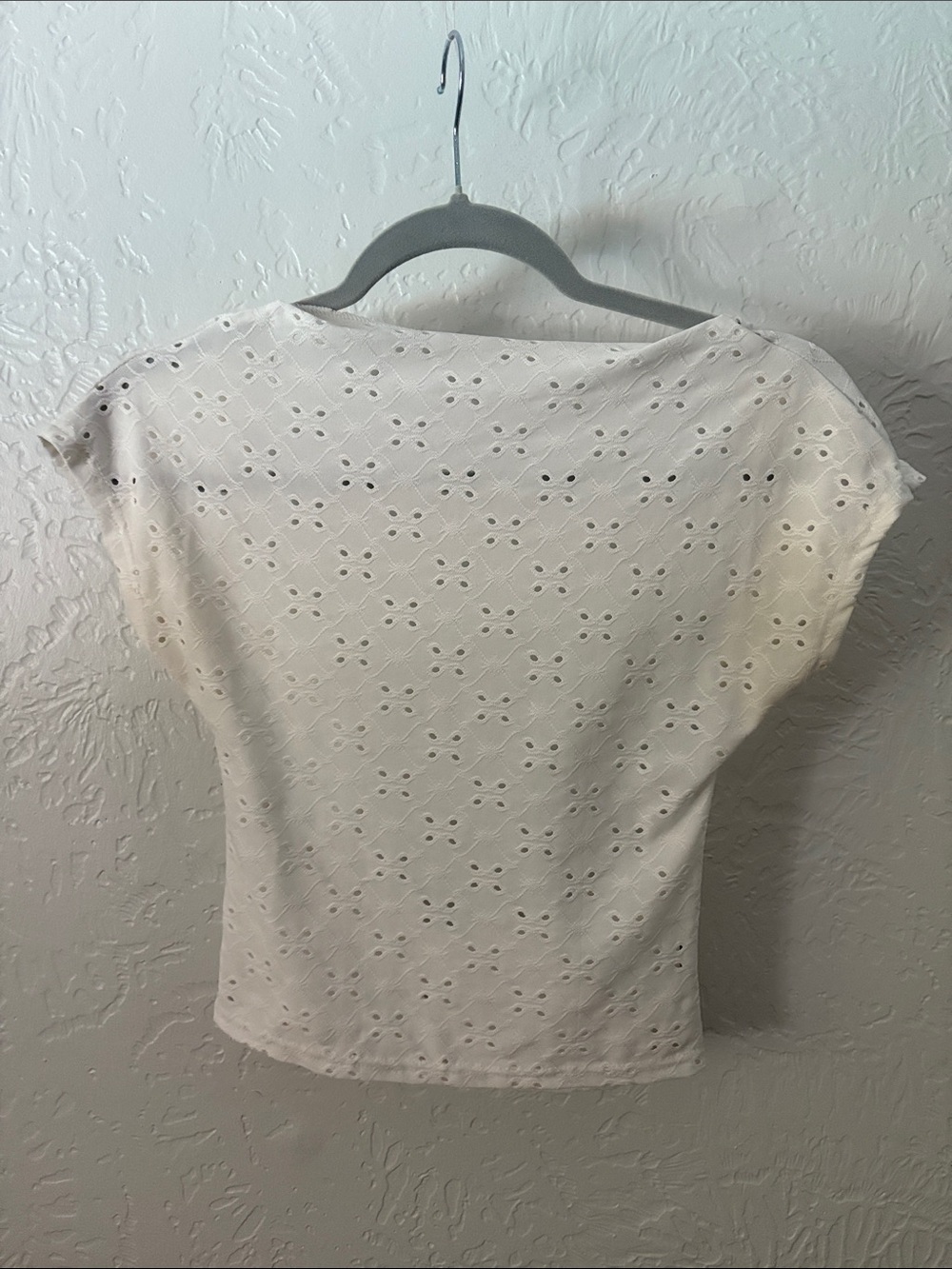 Women’s White Eyelet Backless Top